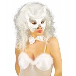 Αποκριάτικη Μάσκα Γάτας Glitter με Περούκα (3 Χρώματα)